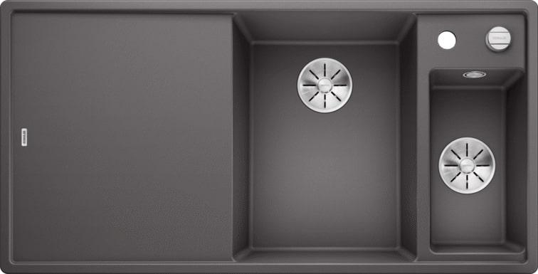 Кухонная мойка Blanco Axia III 6 S-F (темная скала, чаша справа, доска стекло, с клапаном-автоматом InFino)