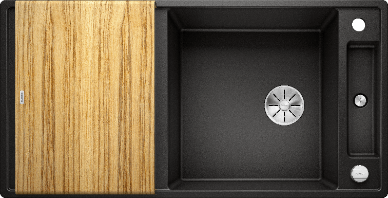Кухонная мойка Blanco AXIA III XL 6 S (черный, чаша справа, разделочный столик ясень)