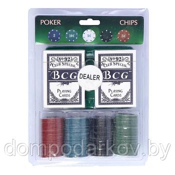 Покер, набор для игры (карты 2 колоды, фишки 100 шт, сукно 40х60 см)