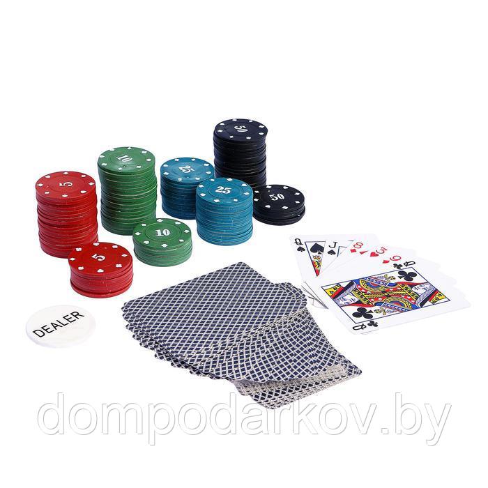 Покер, набор для игры (карты 2 колоды, фишки 100 шт, сукно 40х60 см) - фото 4 - id-p144015210