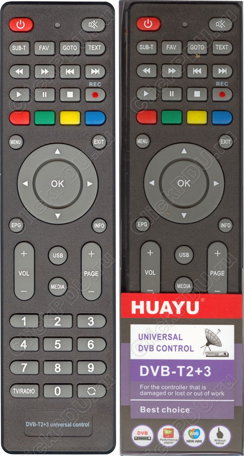 Пульт Huayu пульт для приставок DVB-T2+3 ! пульт для приставок DVB-T2+3 ! корпус пульта как MTC DN300 унив - фото 1 - id-p144015554