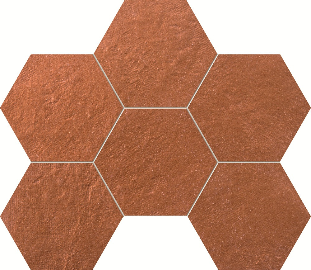 Керамическая плитка мозаика Crude hex copper 22.1x28.9