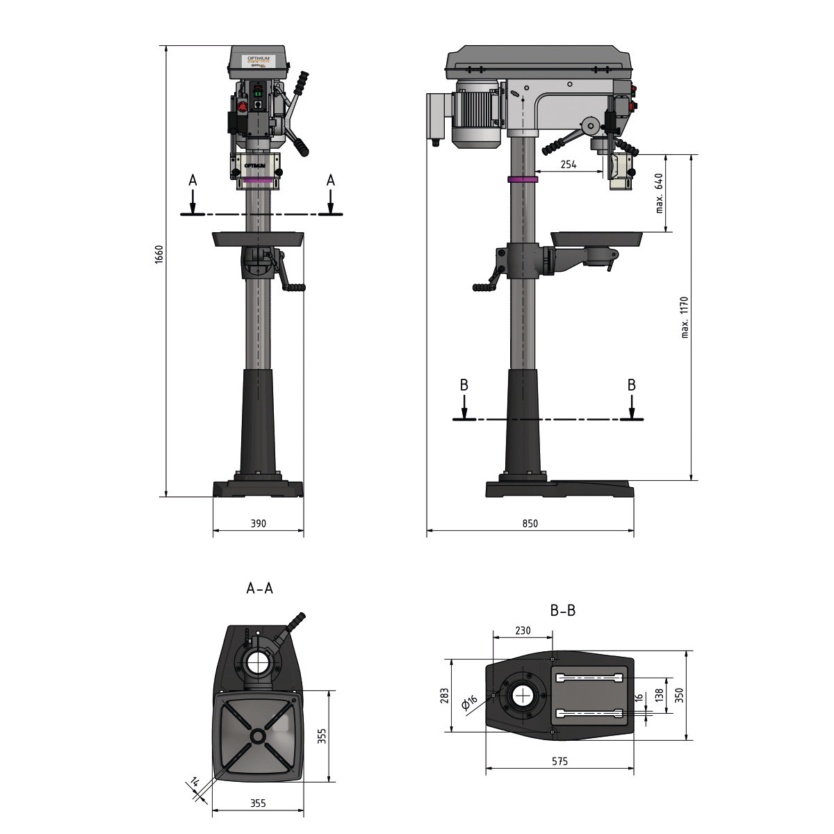 Вертикально-сверлильный станок OPTIdrill DQ 32 / 380В - фото 2 - id-p144103363