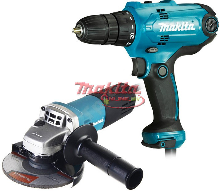 Дрель-шуруповерт MAKITA DF 0300 в кор. + ушм MAKITA 9558 HN(320 Вт, патрон ЗВП, 2 скор.)