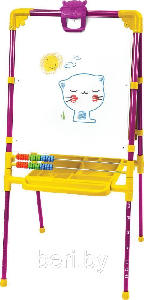 М2Л Мольберт Ника «Растущий» двусторонний, большой пенал, счеты, сумка-мешок, буквы, цифры, сиреневый