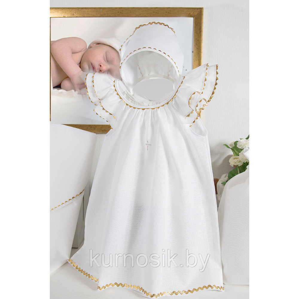 Комплект для крещения девочки (платье, чепчик, пеленка, мешочек) PITUSO - фото 2 - id-p144120456