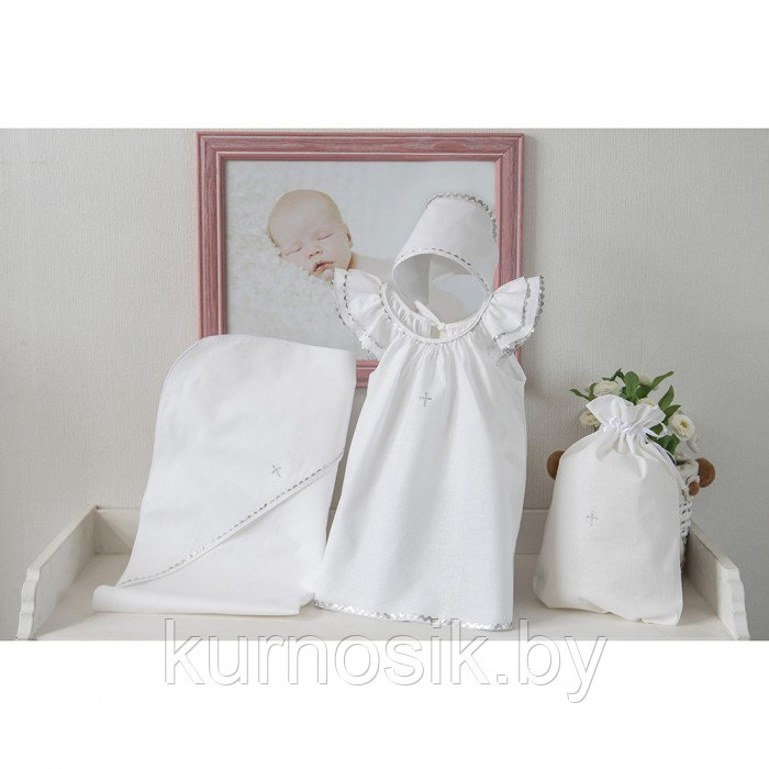 Комплект для крещения девочки (платье, чепчик, пеленка, мешочек) PITUSO р.62-68 (арт. 697P/11) - фото 2 - id-p144120893