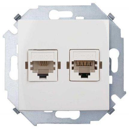 Розетка "Симон" 15 серия, телефонная+компьютерн. RJ11+RJ45, сл. кость 1591590-031, фото 2