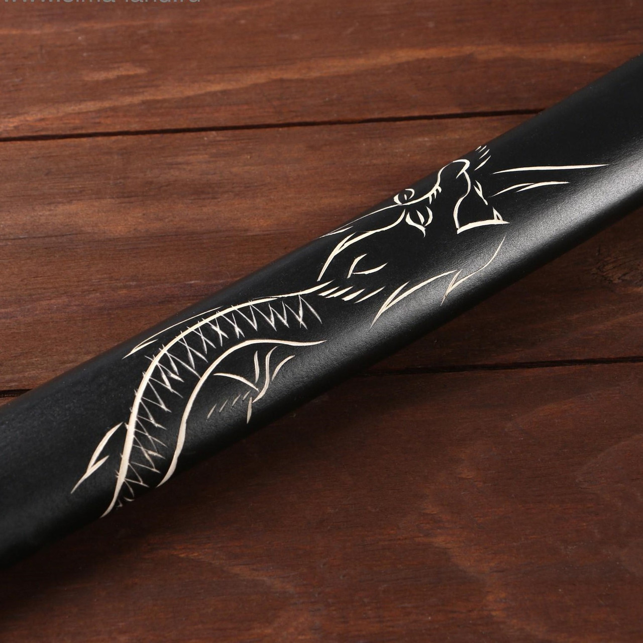 Сувенирное оружие «Катана на подставке», чёрные ножны с резным драконом, 102см - фото 3 - id-p58465366