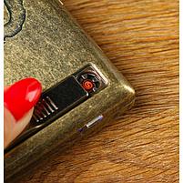 Портсигар с электронной зажигалкой "Чегевара", от USB, золотой, 14х13.5 см, фото 4