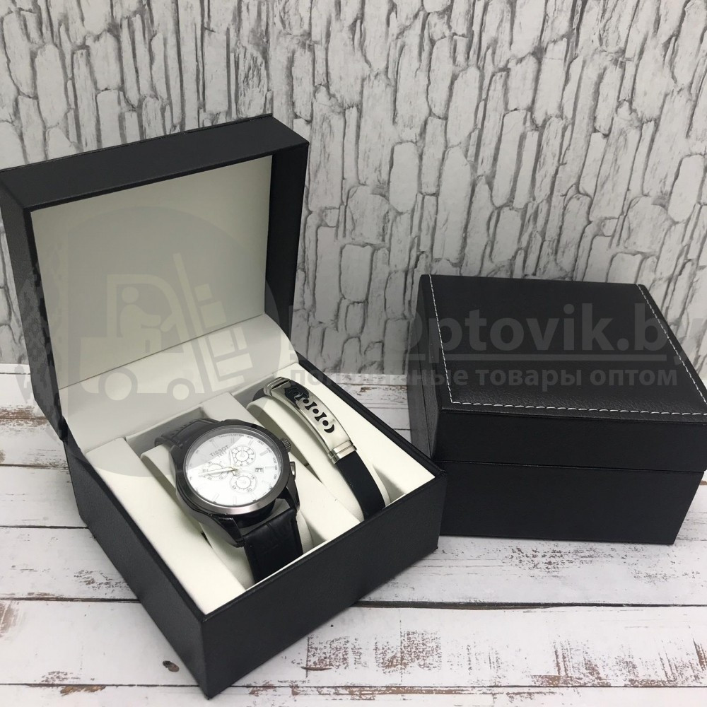 Подарочный набор 2 в 1 мужские кварцевые часы и браслет Модель 26 - фото 3 - id-p144197435