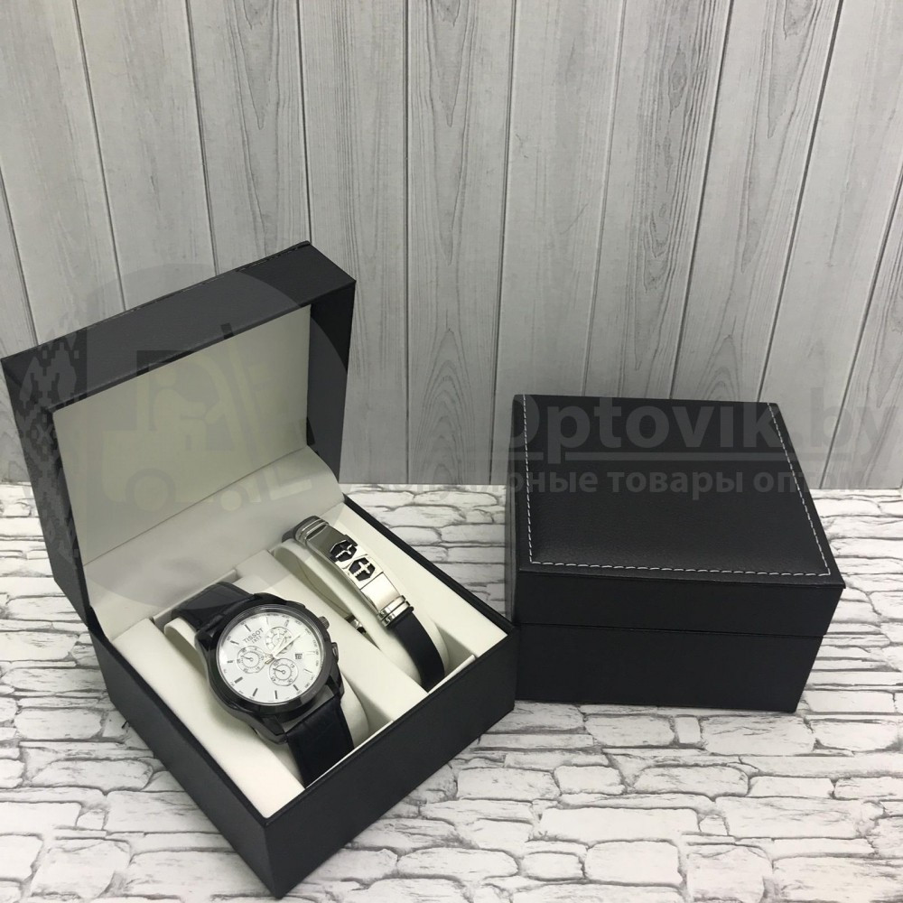 Подарочный набор 2 в 1 мужские кварцевые часы и браслет Модель 26 - фото 10 - id-p144197435