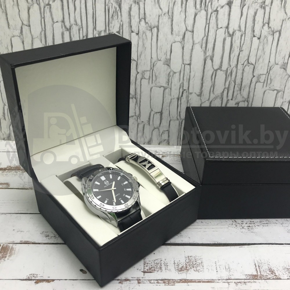 Подарочный набор 2 в 1 мужские кварцевые часы и браслет Модель 24 - фото 2 - id-p144197437