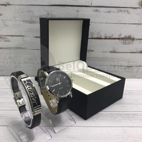 Подарочный набор 2 в 1 мужские кварцевые часы и браслет Модель 7