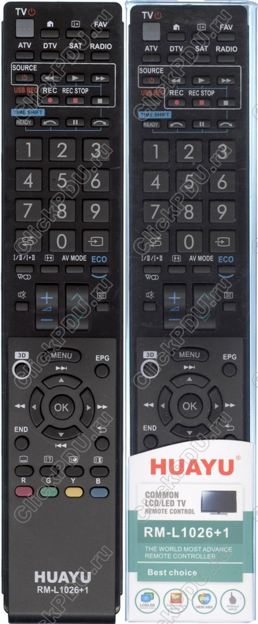 Пульт телевизионный Huayu для Sharp RM-L1026 в корпусе GA841WJSA универсальный для LCDTV