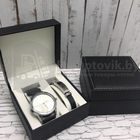 Подарочный набор мужские кварцевые часы  браслет. Модель 24