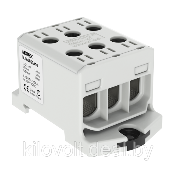 Клемма Morek OTL95-3 серая, 3xAl/Cu 6_95mm², 245(CU)/220(AL)A на клемму, 1000V, винтовые зажимы - фото 1 - id-p144243123