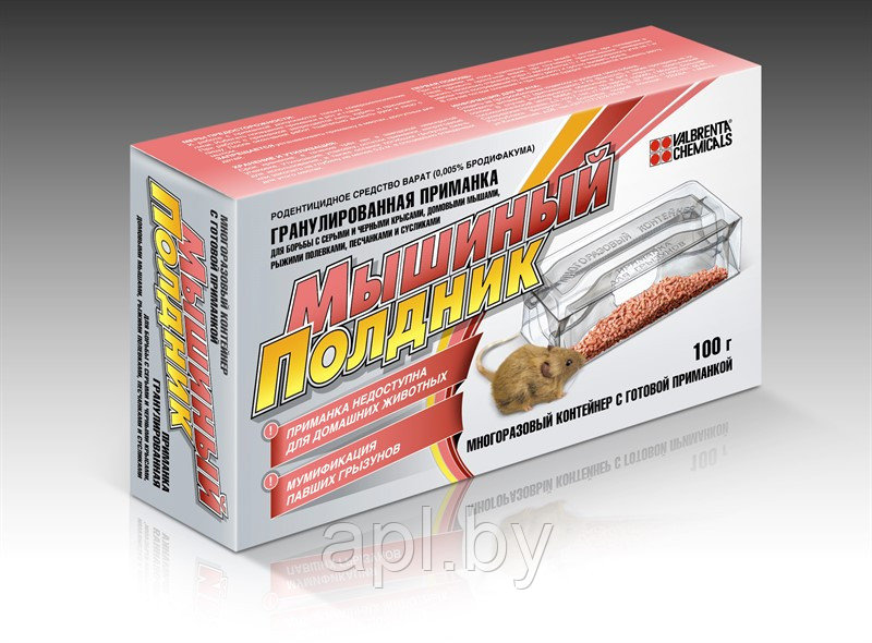 МЫШИНЫЙ ПОЛДНИК многоразовый контейнер МК-02 и гранулированная приманка 100 гр.