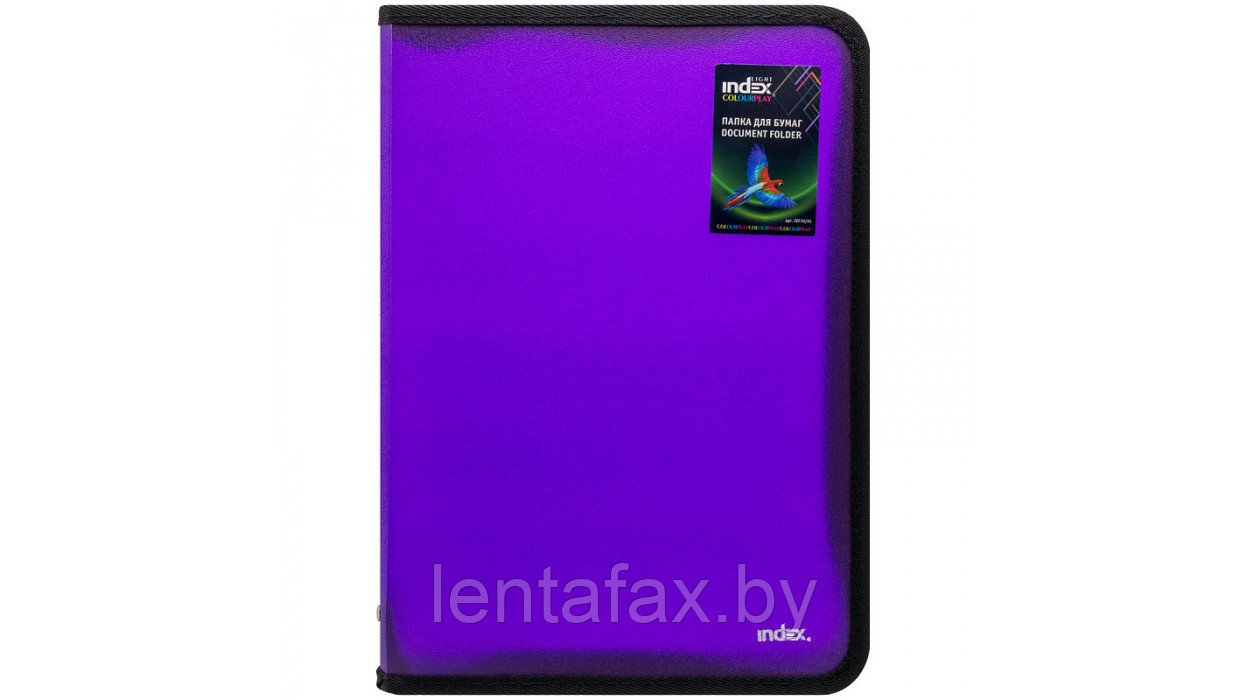 Папка на молнии с 3х сторон COLOURPLAY Light, ф. А4 (325х230мм), 0,5мм, прозрачная, фиолетовая, арт. IZF70/GN