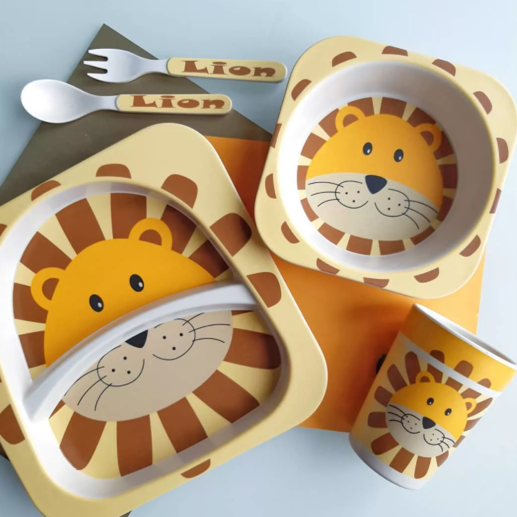 Детская посуда из бамбука из 5 предметов (набор) Bamboo Ware Kids Set. Белочка. - фото 8 - id-p100005283