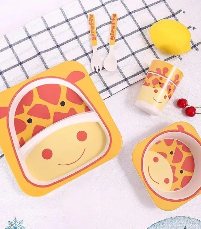 Детская посуда из бамбука из 5 предметов (набор) Bamboo Ware Kids Set ...