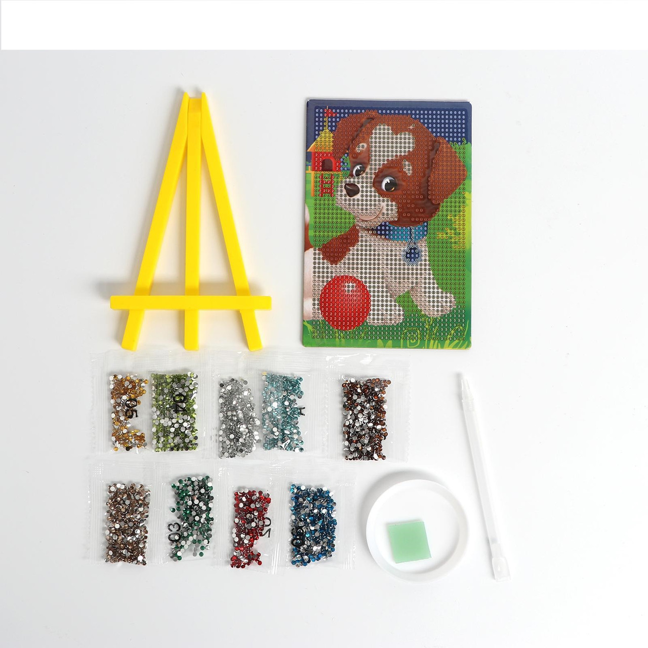 Алмазная мозаика для детей "Веселая собачка" 10*15см + емкость, стержень с клеевой подушечкой - фото 2 - id-p144257376