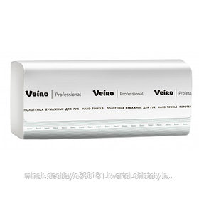 Полотенца бум 1-слойные V-сложения Veiro V1-250 (250л/уп, макулатура, натуральный), РФ