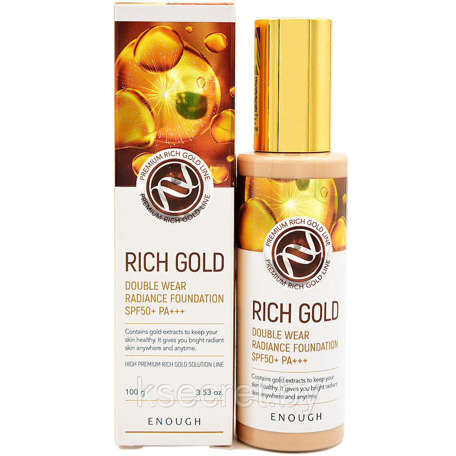 [ENOUGH] Тональный крем д/лица Золото Rich Gold Double Wear Radian Found. SPF50+ PA +++(21) 100 мл - фото 1 - id-p144268336