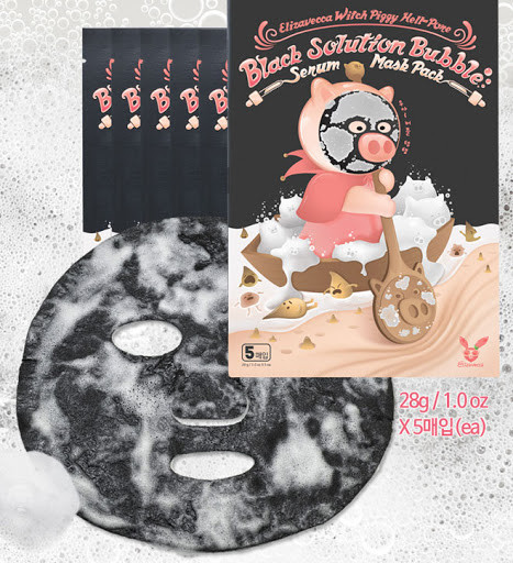 Тканевая маска для лица ПУЗЫРЬКОВАЯ Witch Piggy Hell-Pore Black Solution Bubble Serum Mask Pack, (Elizavecca) - фото 1 - id-p144271419