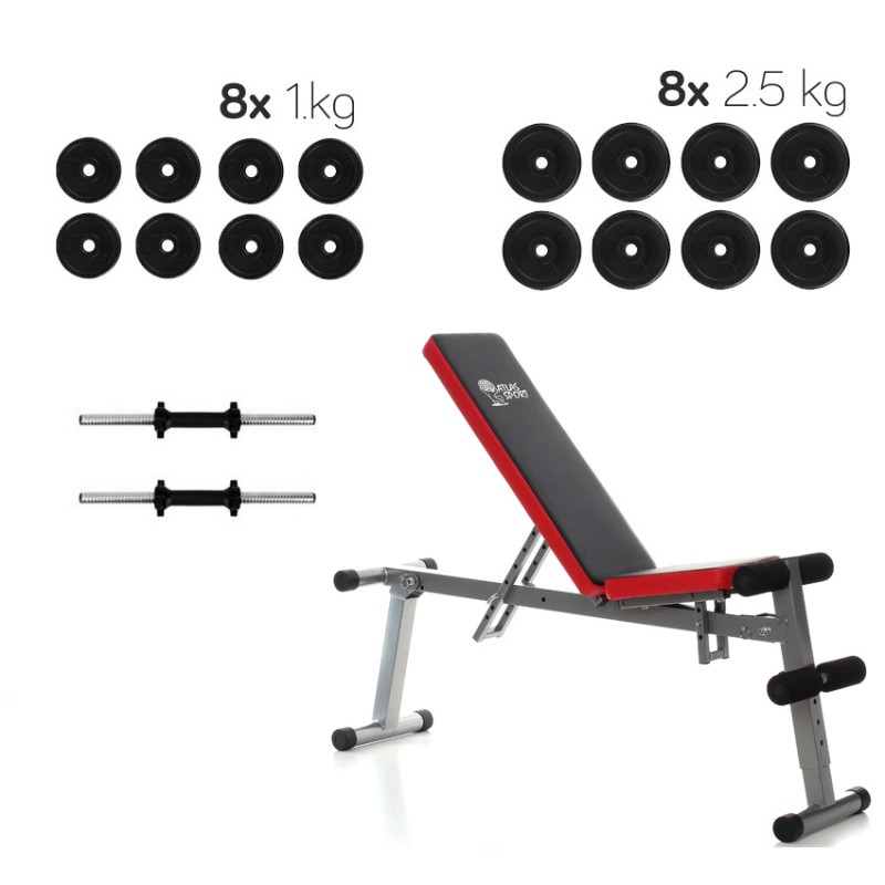 Набор LUX скамья Atlas Sport AS-03 и гантели 30кг