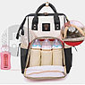 Сумка - рюкзак для мамы Baby Mo с USB /  Цветотерапия, качество, стиль Светло серый с карабином и креплением, фото 5