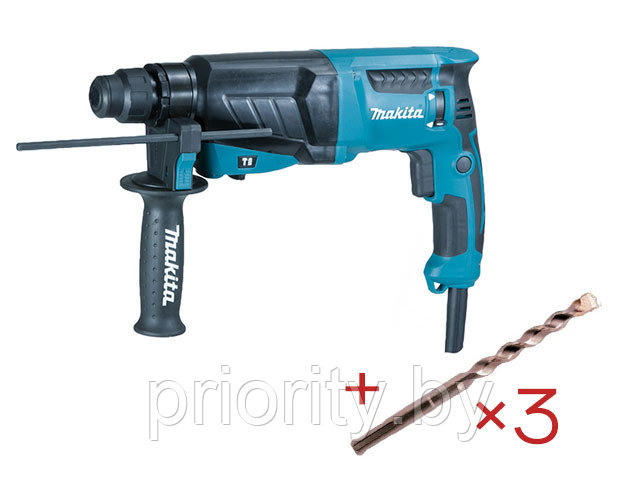 Перфоратор MAKITA HR 2630 в чем. + АКЦИЯ (3 бура SDS-Plus 6,8,10 DIAGER в подарок) (800 Вт, 2.4 Дж, 3 реж.,