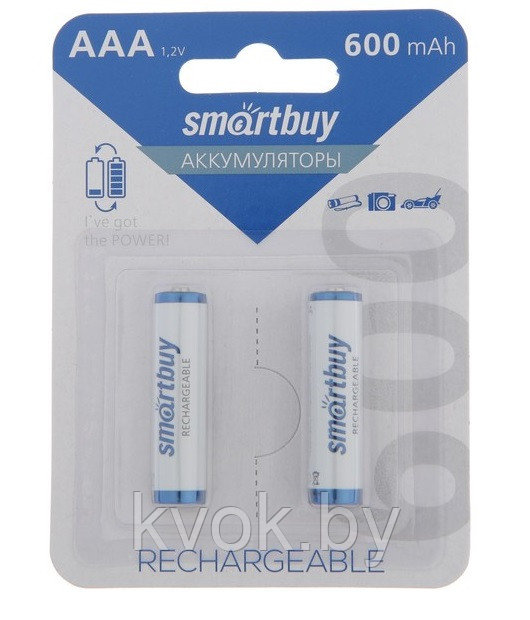Аккумуляторная батарея AAА Smartbuy 1.2 V, 600 mAh, NiMH (2 шт.) - фото 1 - id-p144324590