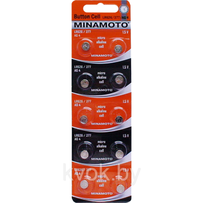 Батарейки часовые MINAMOTO LR626/377/AG4 1,5V - фото 1 - id-p144332994