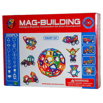 Конструктор магнитный Mag-Building (Mag-Wantong), 200 деталей, фото 2