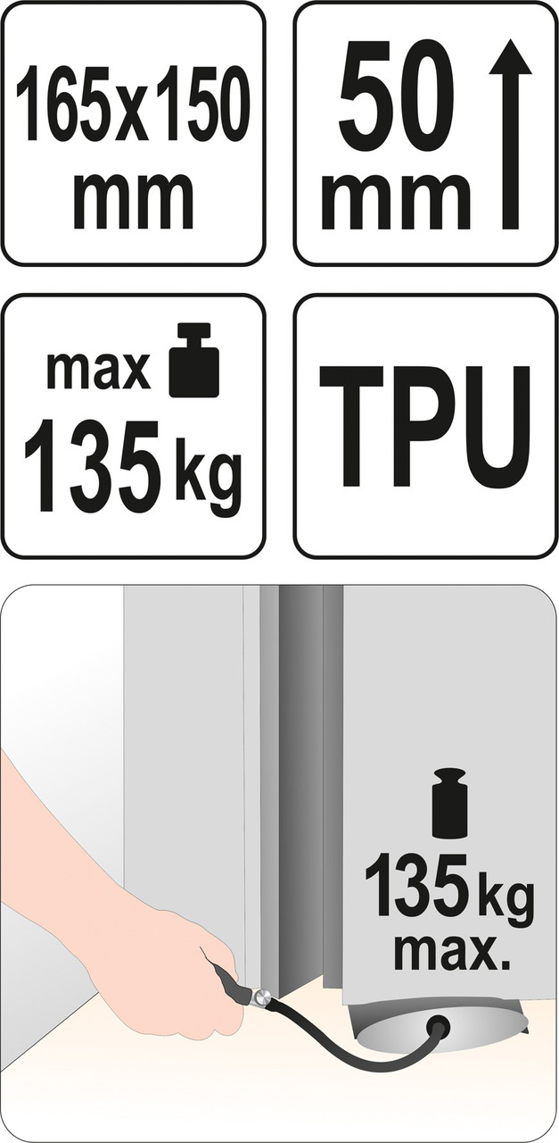 Подушка резиновая монтажная 165x150мм h50мм max 135кг. "Yato" YT-67381 - фото 4 - id-p144337228