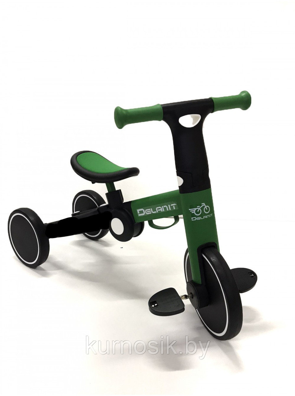 Велосипед-беговел детский 2 в 1 складной DELANIT T801 зеленый - фото 1 - id-p144348798