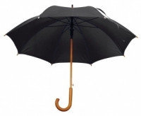 Зонт-трость черный с деревянной ручкой для нанесения логотипа