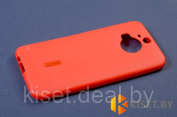 Силиконовый чехол Cherry с защитной пленкой для HTC One M9 Plus, красный - фото 1 - id-p129853515