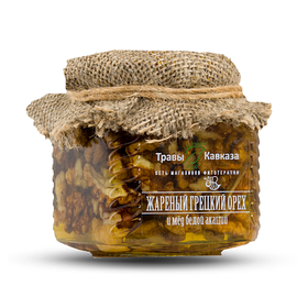 Жареный грецкий орех и мёд белой акации Травы Кавказа, 310 гр