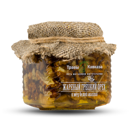 Жареный грецкий орех и мёд белой акации Травы Кавказа, 310 гр - фото 1 - id-p144373883