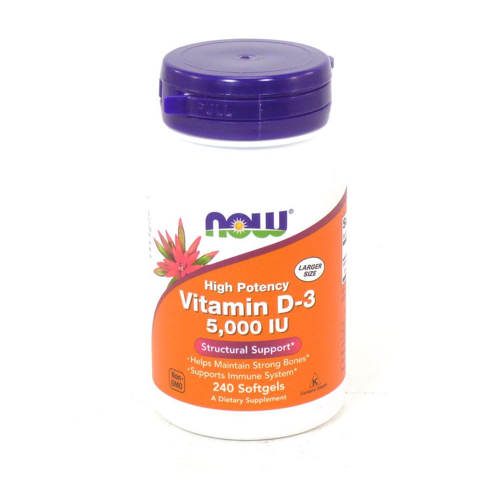 Витамин Д3, Vitamin D-3, Now Foods, 5000 МЕ, 240 капсул - фото 1 - id-p144374531