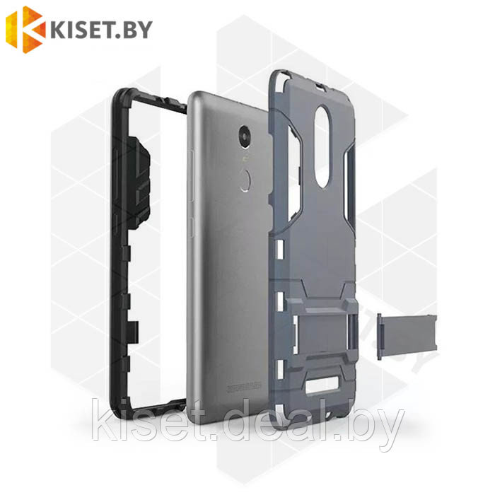 Гибридный противоударный чехол Hard Cover для Huawei P20 Lite (2019) черный - фото 2 - id-p129857235