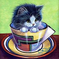 Алмазная мозаика «Котёнок в чаше»