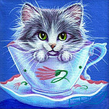 Алмазная мозаика «Котёнок в чашке», фото 2