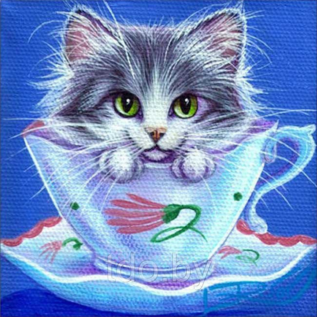 Алмазная мозаика «Котёнок в чашке» - фото 1 - id-p144378496
