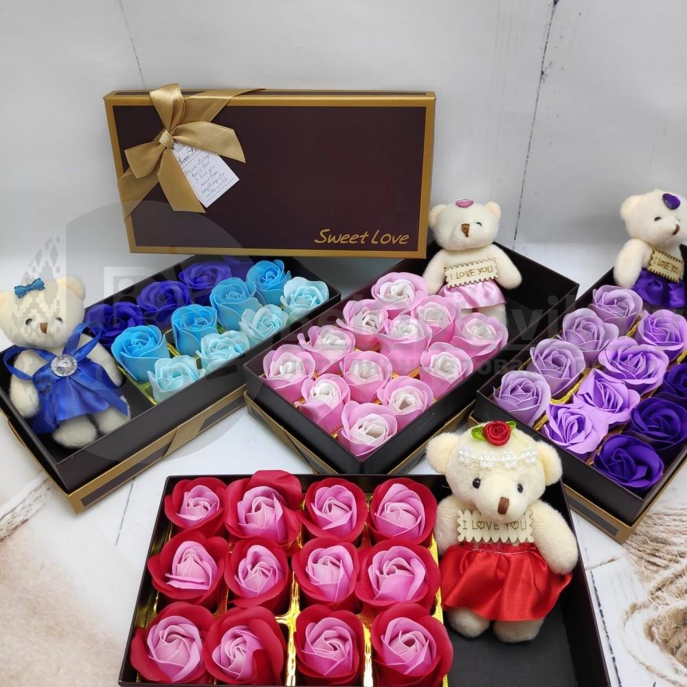 Подарочный набор 12 мыльных роз Мишка Розовые оттенки - фото 4 - id-p142027462