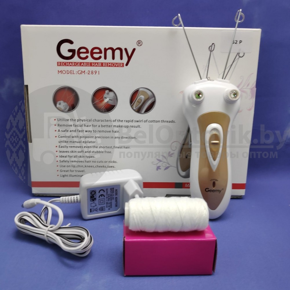 Беспроводной электрический ниточный эпилятор Geemy GM-2891 для лица, ног и шеи - фото 10 - id-p141730112