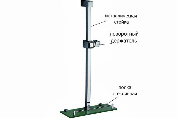 Стойка квадратная для душа со стеклянной полкой L8015 (хром), фото 2