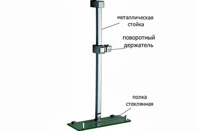 Стойка квадратная для душа со стеклянной полкой L8015 (хром)